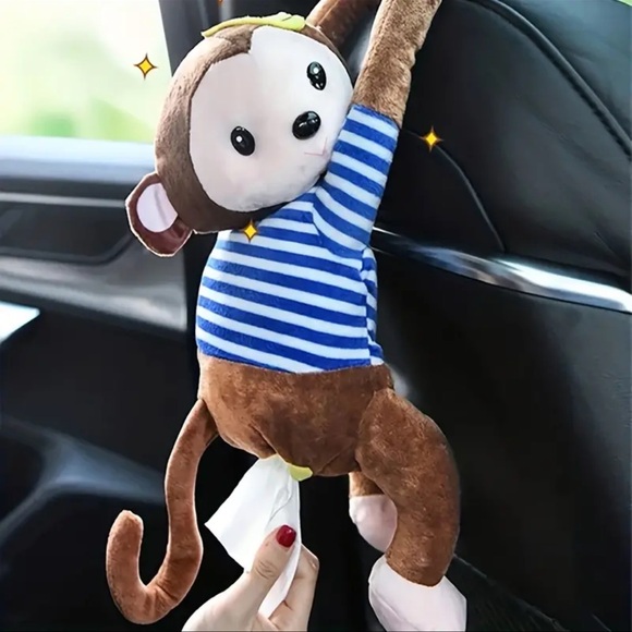 1pc Adorable Monkey Design Plush Tissue Holder, New - Picture 4 of 10